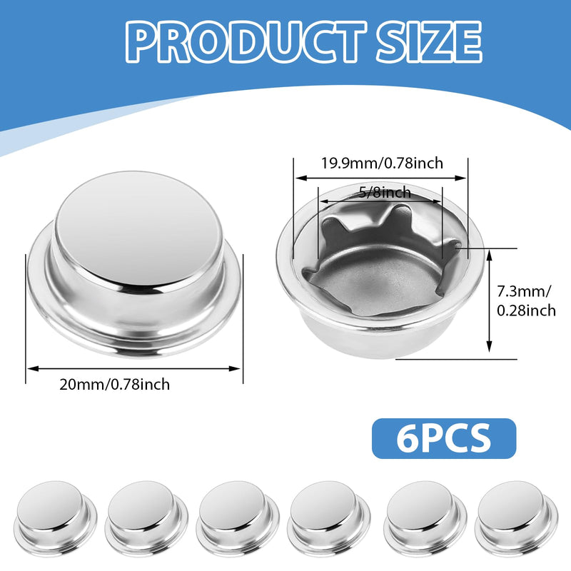 [Australia - AusPower] - Push on Pushnut Cap Fits 5/8 Inch Axles, 6 Pack Spring Steel Permanent Washer Caps with Mechanical Zinc Plating for Hand Trucks, Rolling Bins and Lawn Push Wagons,Alternative for Cotter Pins 