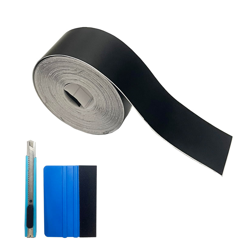 Matte Black Vinyl Tape for Black Out Chrome Delete Window Trim, Matte Black Vinyl Wrap Roll, Self-Adhesive Car Chrome Door Trim Delete Tape DIY Film with Tool Kit (1 inches x 30 feet) 1 inches x 30 feet