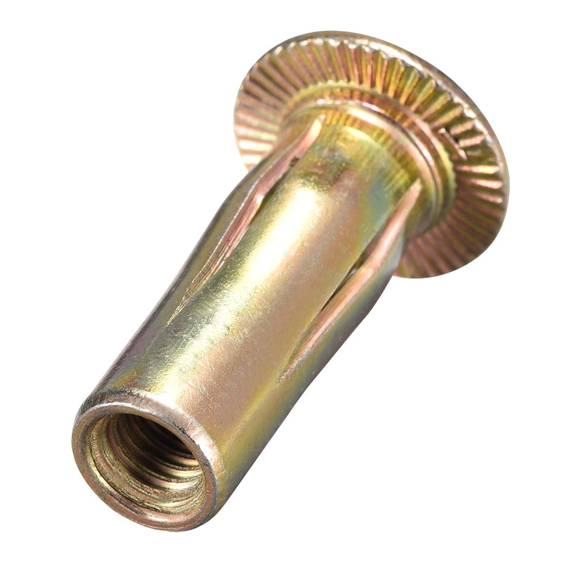 [Australia - AusPower] - uxcell Multi-Grip Rivet-Nut, M6 Pre-Bulbed Shank Carbon Steel Color-Zinc-Plated Flat Head Threaded Insert Nut 30Pcs 