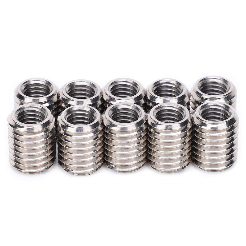 [Australia - AusPower] - 10 Pieces Threaded Insert Reducing Nut, M8 X 1.25 Female Thread and M12 X 1.75 15mm Male Thread Stainless Steel Repair Insert Nut Thread Nut Conversion Kit M8*1.25-m12*1.75 Length:15mm 