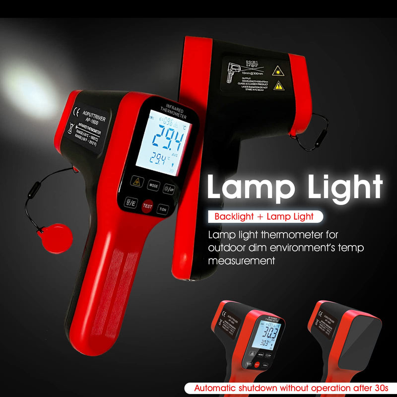 [Australia - AusPower] - AP-1600 Pyrometer Waterproof, Rechargeable Pyrometer-58℉~2912℉ High Temp Thermometer Gun with DS=30:1, IR Thermometer with Adjustable Emissivity, Backlight for HVAC Forge AP-1600(Touchscreen IR Thermometer) 