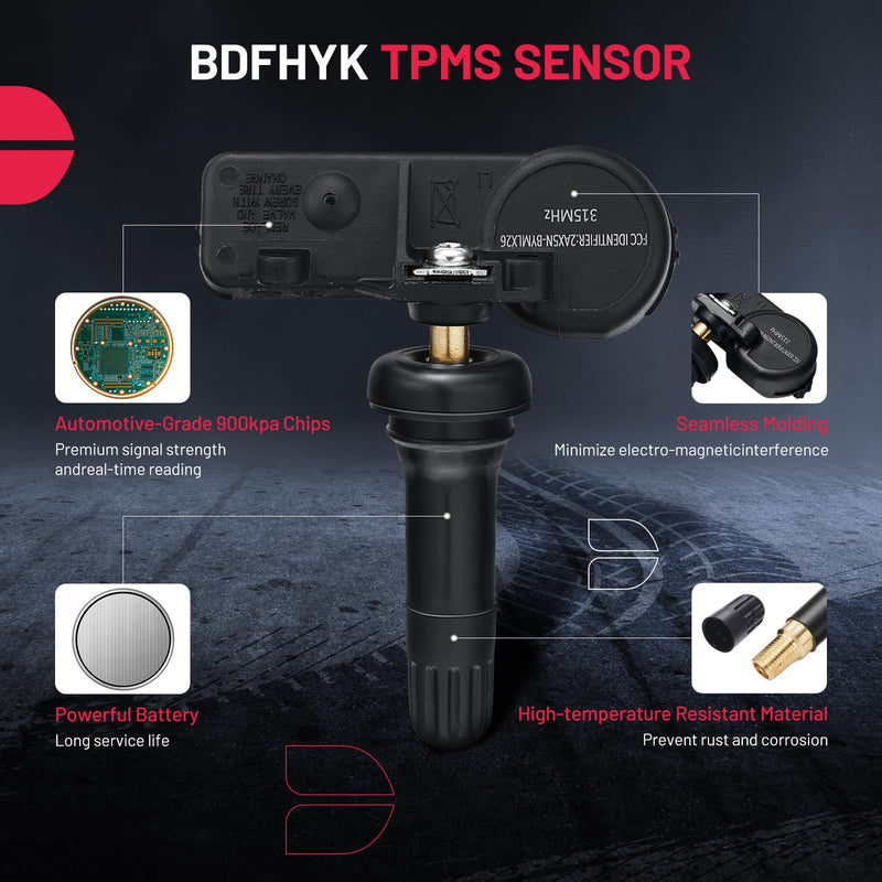 [Australia - AusPower] - BDFHYK TPMS Sensor GM 315Mhz Tire Pressure Monitoring Sensor Compatible with Chevy Silverado Tire Sensor Replacement OE# 13598771 13598772 13586335 13581558 4-Pack 