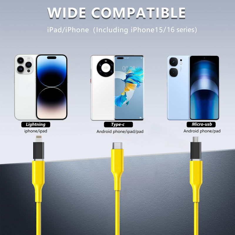 JSE Endoscope Camera with Light, 16.4FT Waterproof Borescope 1920P HD, Semi-Rigid Cable, 8 Adjustable High Brightness LED Lights Inspection Snake Camera for iPhone, Android, iPad Yellow