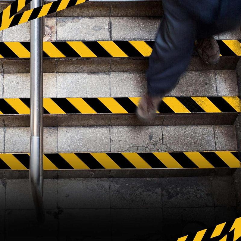 Floor Tape 2 Inch 108 FT Black & Yellow Safety Tape for Floor, Waterproof Strong Adhesive Caution Tape Roll Ideal for Indoor/Outdoor Walls, Pipes, Factory and Construction Sites