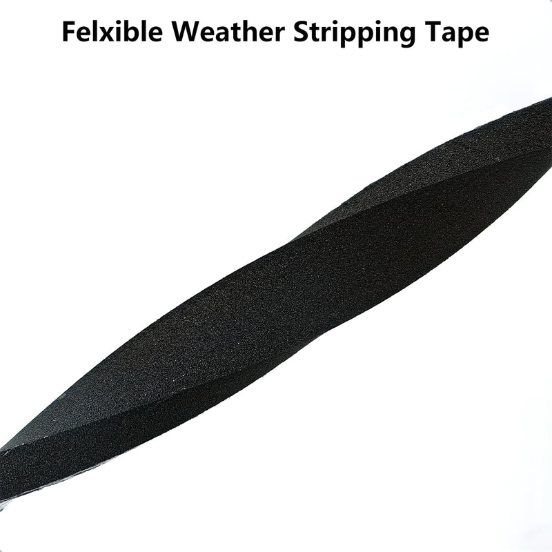 [Australia - AusPower] - Weather Stripping Door Seal Strip, Strong Adhesive, Weatherproof, Reduce Noise, Gap Filler, Foam Insulation Tape for Doors and Windows (1/2 in x 1/4 in x 13 Ft) 1/2 In x 1/4 In x 13 Ft Black 