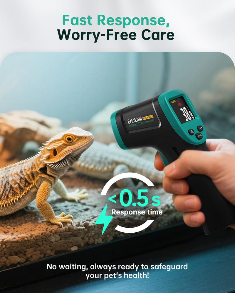 [Australia - AusPower] - ERICKHILL ROOKMAX Infrared Thermometer Gun, Non-Contact Laser, Adjustable Emissivity, Color LCD, -58°F to 1472°F (-50°C to 800°C), for HVAC, Cooking & BBQ, Automotive, Freezer - Dark Green 