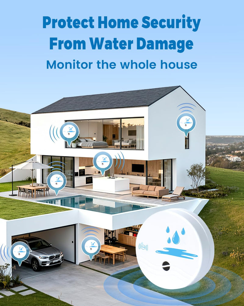 5 Pack Water Leak Detectors for Home, 100dB Waterproof Water Sensor Alarm Leak Detector for Basements, Bathrooms, Laundries, Sinks, and Windows(Battery Included) 5