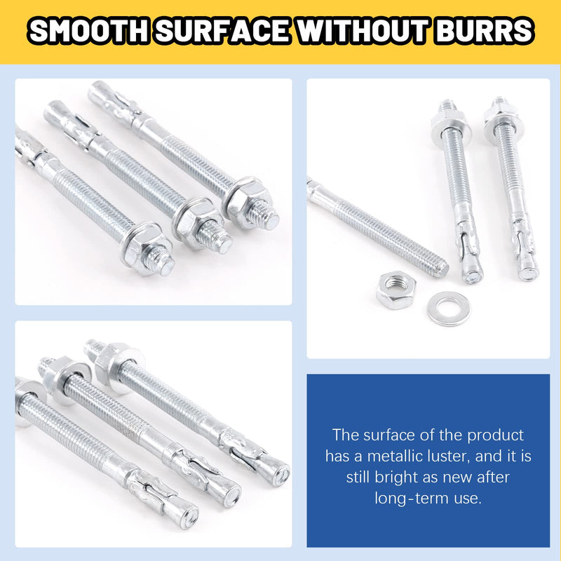 [Australia - AusPower] - Glarks 20Pcs 5/16" x 3-1/2" Wedge Anchors Zinc Plated Heavy Duty Fastener for Concrete 3/10" x 3-1/2"(20pcs) 