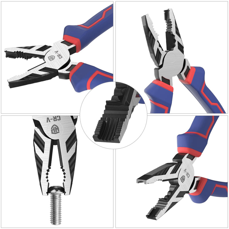 [Australia - AusPower] - WORKPRO 8" Linesman PRO Screw Extractor Pliers(Combination Pliers) with Unique Non-slip Jaws, Stripped Screw Remover Tool, Lineman Pliers for Quickly Removal of Damaged or Rusted Fasteners 