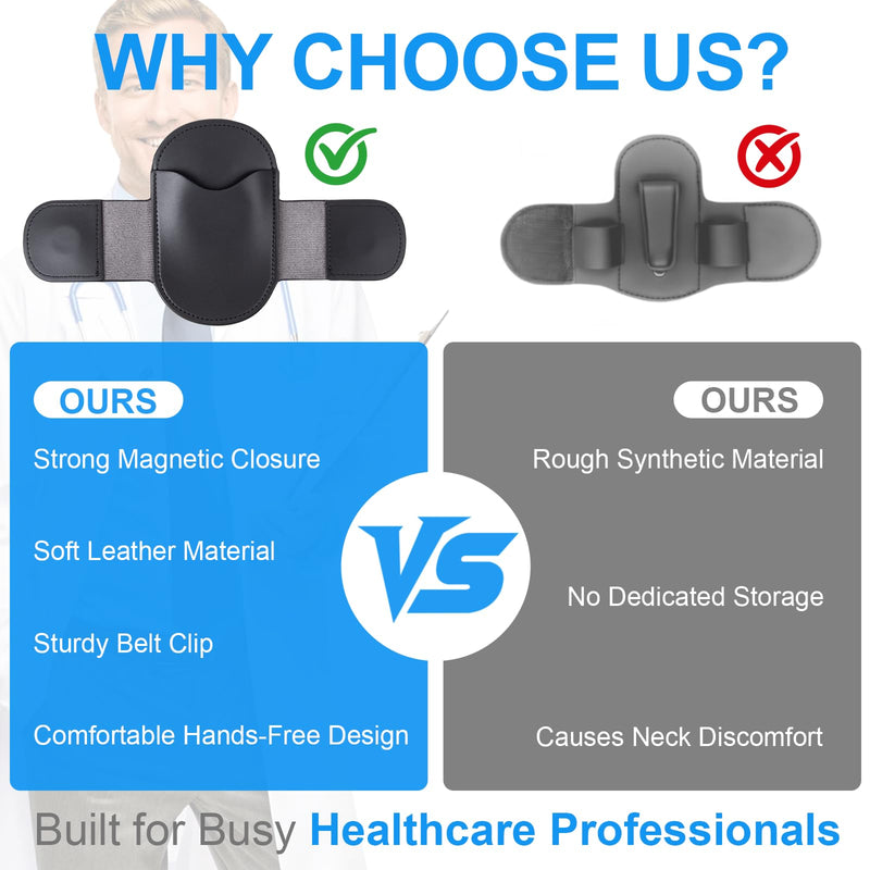 [Australia - AusPower] - Magnetic Stethoscope Holder Clip, Leather Stethoscope Holster Clips, Lightweight Portable Holster for Physicians, Nurses, EMT, Medical Nursing Students black 