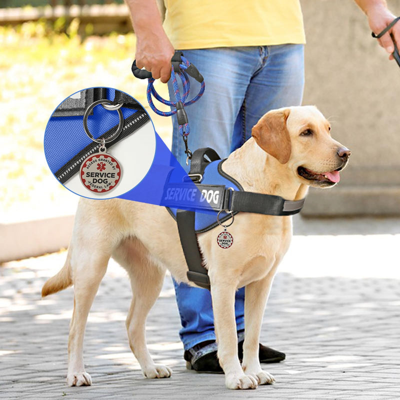 VOOPET Service Dog Vest Harness+ ID Tag and Leash Set+6 Patches,No Pull&Adjustable Reflective Dog Harness for Training,Suitable for Small Medium and Large Dogs. X-Large (Pack of 1) Blue