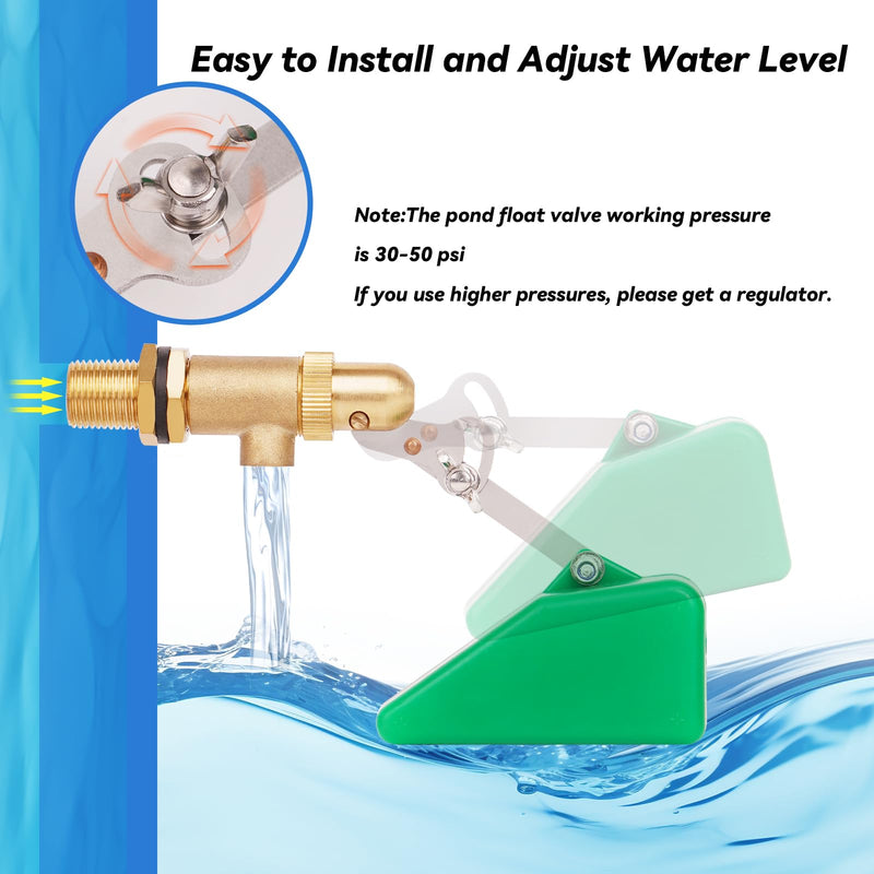 [Australia - AusPower] - 2Pcs Brass Float Valve 1/2 Inch Livestock Water Tank Float Valve with Adjustable Arm for Water Trough Water Float Valve for Automatic Waterer,Aquariums,Ponds,Aquaculture, Hydroponics 