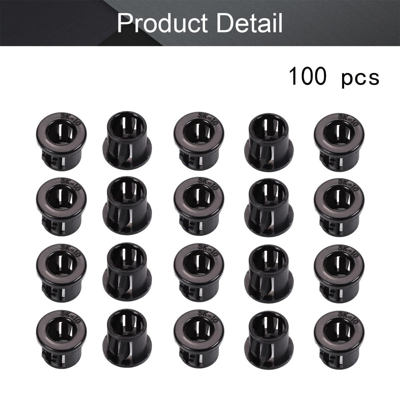 Fielect 100pcs Cable Snap Bushing SK-10 10mm Mounted Dia Cable Hose Snap Bushing Grommet Protector Black Model:SK-10