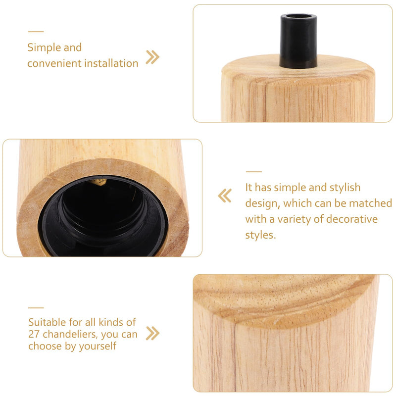 Didiseaon Wooden Lamp Holder Vintage Lamp Base Made of Wood and Plastic Durable Stable Install for DIY Pendant Light Living Room Bedroom