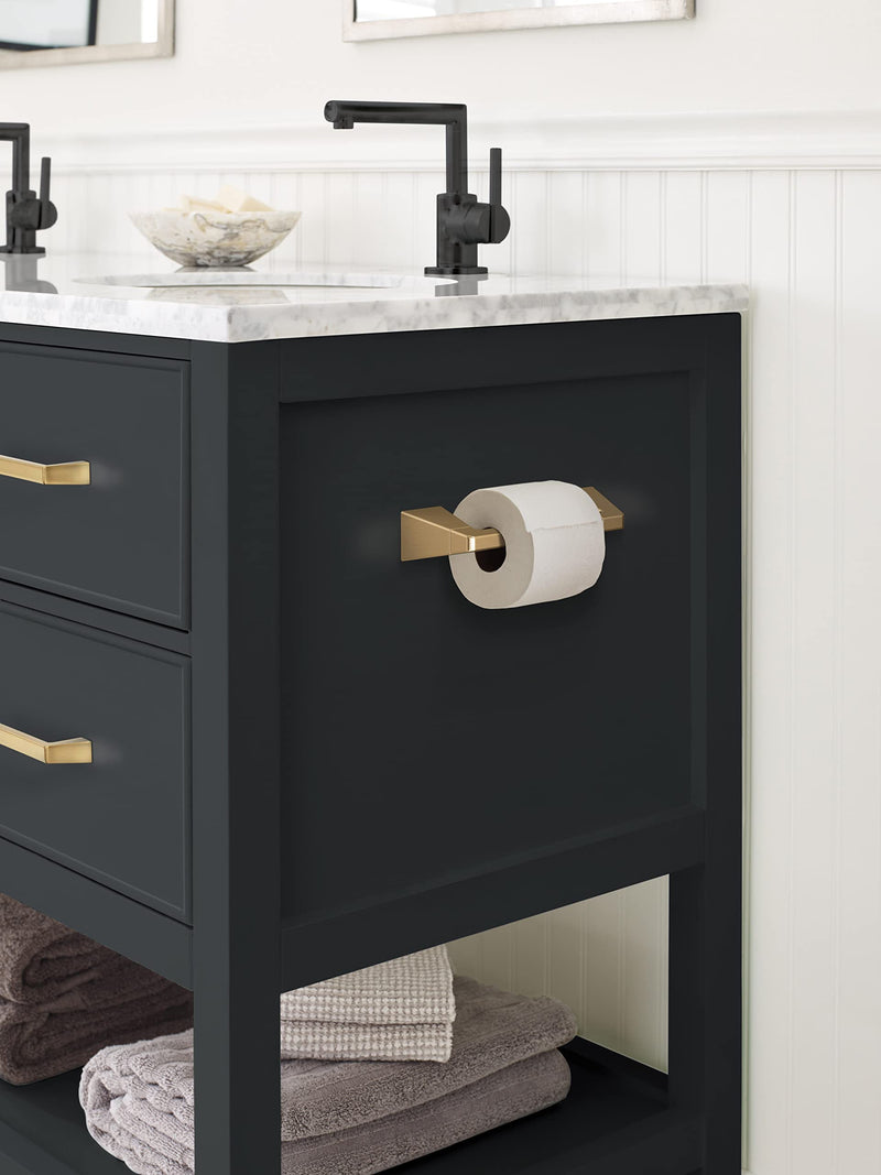 Amerock BH36001CZ | Champagne Bronze Pivoting Double Post Toilet Paper Holder | 9-5/16 inch (237 mm) Length Toilet Tissue Holder | Blackrock | Bath Tissue Holder | Bathroom Hardware | Bath Accessories