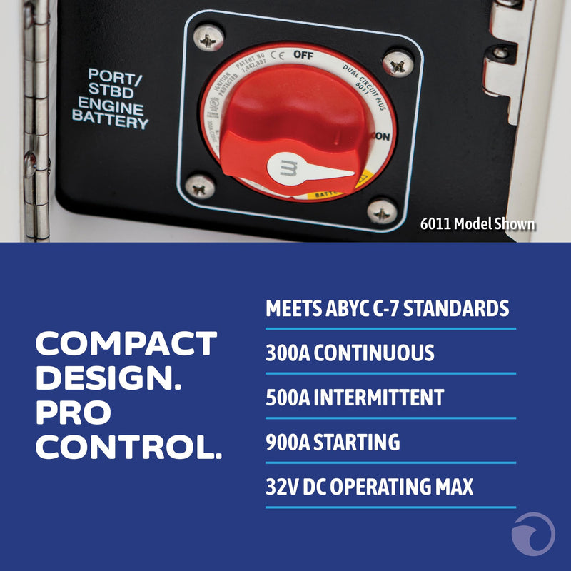 Blue Sea Systems 4‑Position Mini Selector Battery Switch, Red, 6007 m‑Series One size Selector 4 Pos.