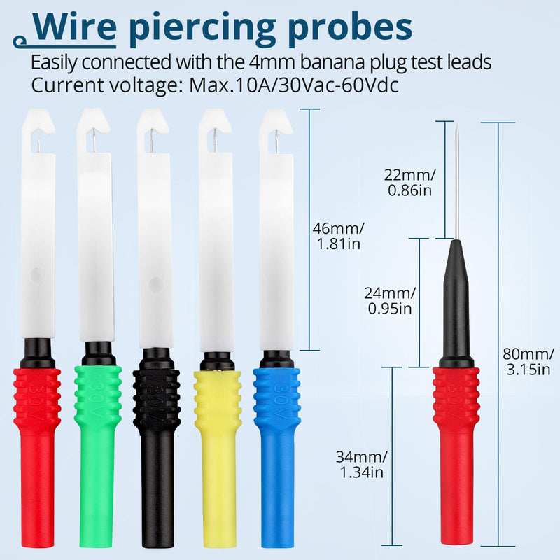 [Australia - AusPower] - Back Probe Kit – 35PCS Automotive Test Leads Set with Storage Box,5 Large Alligator Clips,5 Wire Piercing Probes,Flexible Multi-Angle Needles for Multimeter & Automotive Diagnostics 