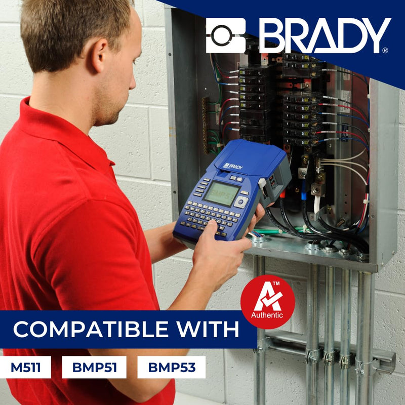 Brady Authentic (M5C-1500-595-CL-BK) All-Weather Permanent Adhesive Vinyl Labels 1.5 in W x 20ft Black on Clear. for use with BMP51, M510, and M511 Label Printers. 38,10 mm (W) x 6,10 m (L)