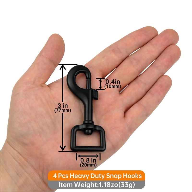 [Australia - AusPower] - Garwor Heavy Duty Swivel Snap Hooks Black Electrophoresis Coating 3/4" 4 Pcs,Trigger Snaps Dog Leash Hook 3/4”-L-4 Pcs 