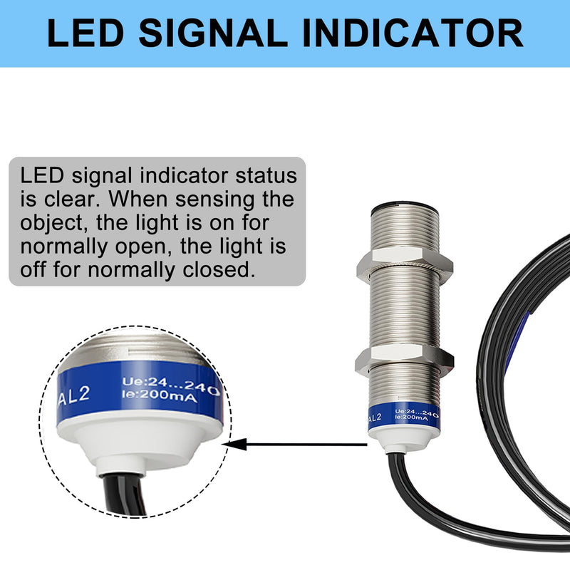 [Australia - AusPower] - XS618B1MAL2 Universal Inductive Proximity Sensor, 2-m Electrical Cable, 2-Wire AC/DC Wiring for PNP or NPN Input, NO Contact Output, Embedded Installation, Multi-Function 