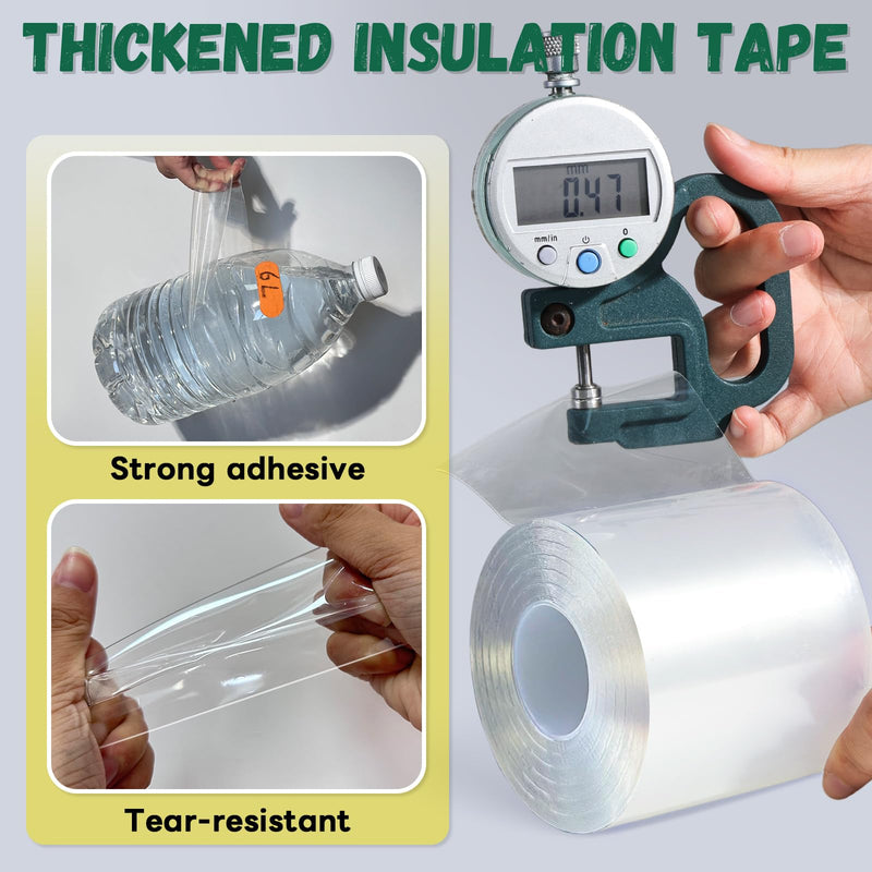 Window Sealing Tape, Window AC Insulation Sealing Around Frame Draft, 3 inch X 33 FT, Blocker for Cold Heat Air, Waterproof Tape for Repair, Heavy Duty No Residue (Clear) Clear