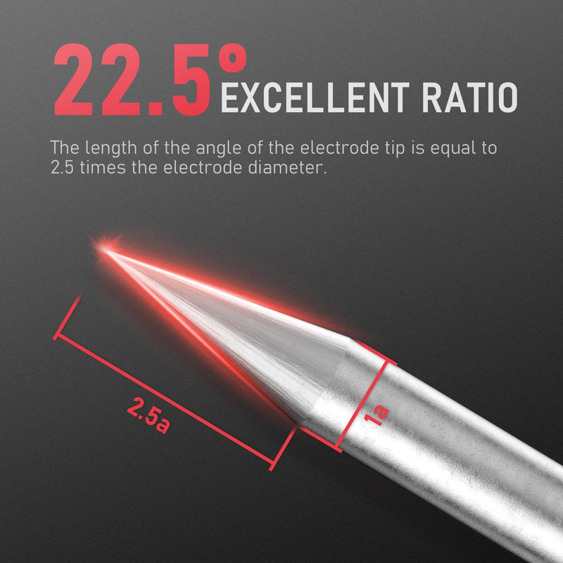 YESWELDER TIG Tungsten Electrode Pre-Sharpened Welding Tungsten 3/32" x 7" (Red, WT20/EWTh-2) 10-pk 3/32'' Red