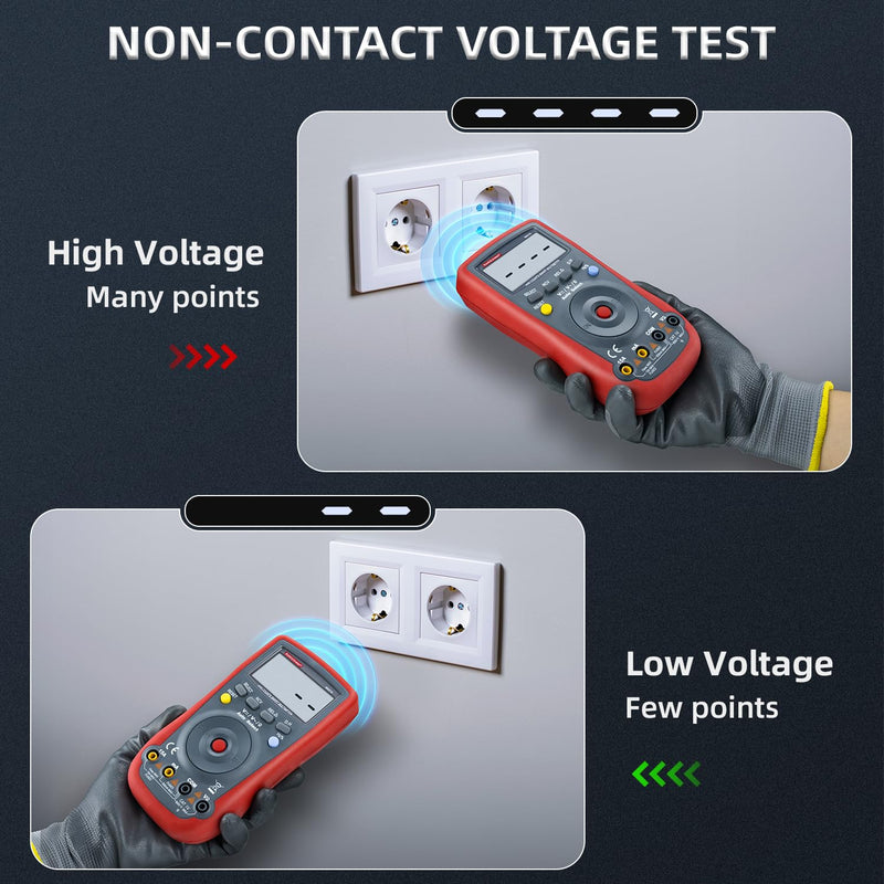 [Australia - AusPower] - Digital Multimeter 4000 Counts, Auto-Ranging Ohmmeter Voltage Tester, DC/AC Voltmeter, Measures Voltage Current Resistance Diodes Continuity Capacitance with NCV Duty-Cycle Capacitance 