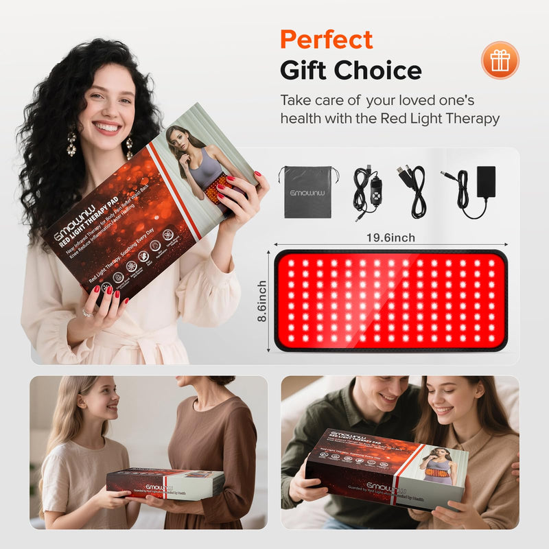 [Australia - AusPower] - Red Light Therapy for Body, 19.6'' x 8.6'' Near Infrared Light Therapy Pad with 3-in-1 Chip 120 LEDs Bead with Timer Remote Control, 660nm & 850nm Therapy Belt Wrap for Muscle Pain Relief 