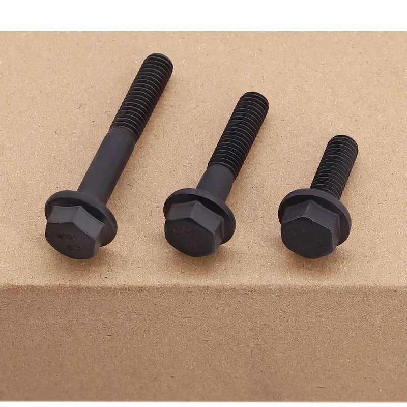 [Australia - AusPower] - M12-1.75 x 45mm (6 pcs) Flanged Hex Bolt Screws Black Oxide Finish, 10.9 Grade Alloy Steel, Large Flange Washer Head Bolt, DIN6921/GB5789, Full Thread M12-1.75 x 45mm 6 