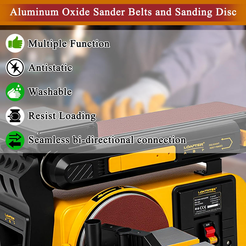 [Australia - AusPower] - 4 x 36 Inch Alumina Sanding Belts (80/120/150/240/400 Grits) and 6 Grits 6-Inch Self Stick No Hole Sanding Disc 11PCS Set for Aluminum Oxide Sanders, Sandpaper for Wood Metal Stainless Steel 11 