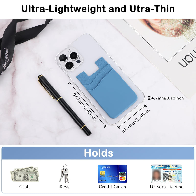 [Australia - AusPower] - Phone Wallet Stick on,5Pack Phone Card Holder for Back of Phone Case,Silicone Sticky Credit Card Holder for Cell Phone Double Pocket Sticker All Smartphones—Navy,Sierra,Pastel,Blue,Black Navy,Sierra,Pastel,Blue,Black 