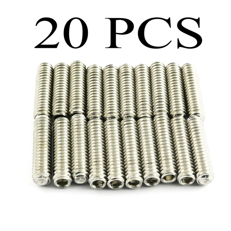 [Australia - AusPower] - 20PCS 1/4-20x1" Hexagon Hex Socket Set Screws 304 Stainless Steel Full Thread Cup Point Grub Screws 20 1/4"-20x1" 