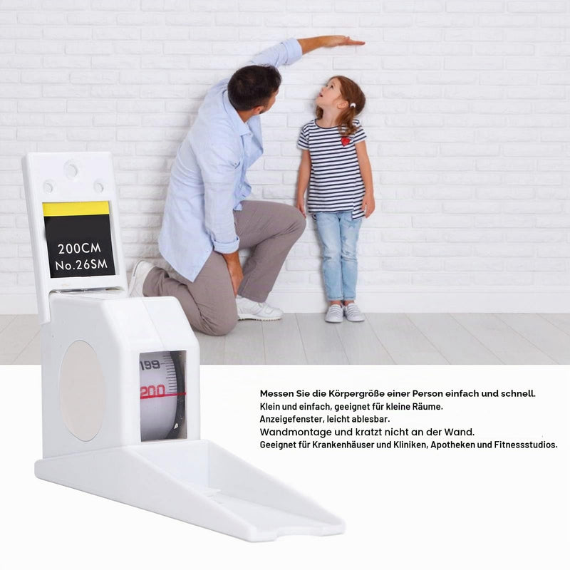 Altimeter, 200 cm Compact Wall Stadiometer for Wall Mounting, Height Ruler, Household, Children, Adults, Role, Rule, Height Measurement, Retraction Strap (White)