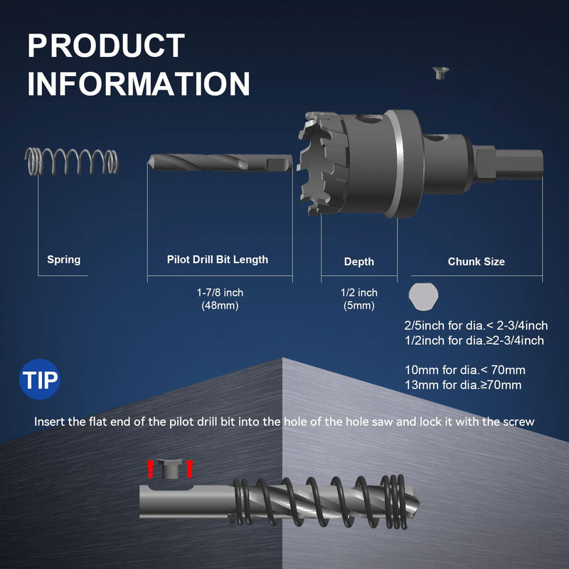 [Australia - AusPower] - (1-1/4''|32mm) Heavy Duty Carbide Hole Saw with 2 Pilot Drill Bits, Hole Cutter cuts Stainless Steel, mild Steel, Iron, Copper, Brass, Plastic 32mm | 1-1/4" 