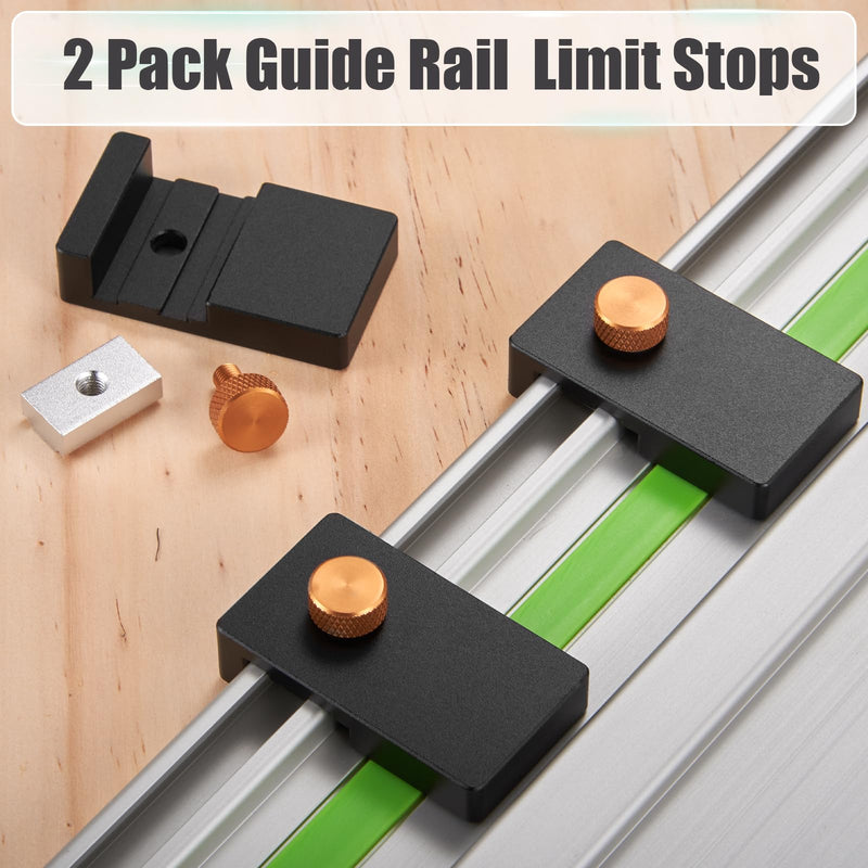 Universal Router Guide Rail Adapter,Designed for most Brand Fixed-Base Compact Routers,Compatible with Ma-kita&Fes-tool Track Saw Guide Rail ;Aluminium Router Base with 2 Pack Rail Stops