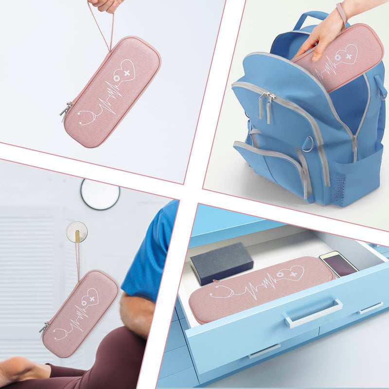 [Australia - AusPower] - Stethoscope Case for MDF Acoustica/MD One, 3M Littmann Classic III/Lightweight II S.E/Cardiology IV Diagnostic/CORE Digital Stethoscopes, Includes Mesh Pocket for Nurse Accessories - Pink 