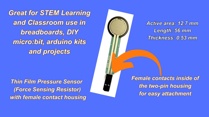 [Australia - AusPower] - 5 Pack Flexible Sensing Resistors with Female Contact and Housing, Thin Film Pressure Sensor Compatible with arduino or microbit DIY kit, 0.5 inch Circle, FSR 402 with 2 pin Female Contacts Housing 
