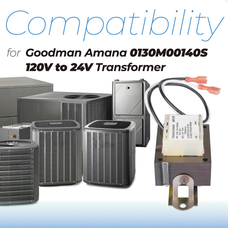 [Australia - AusPower] - ANTOBLE 0130M00140S 120V to 24V Transformer for Goodman Amana HVAC Furnace Transformers Replacement Parts Primary 120V WHT BLK Secondary 24V 40VA Heater Hvac Multi Tap Class 2 Control with Foot Mount 