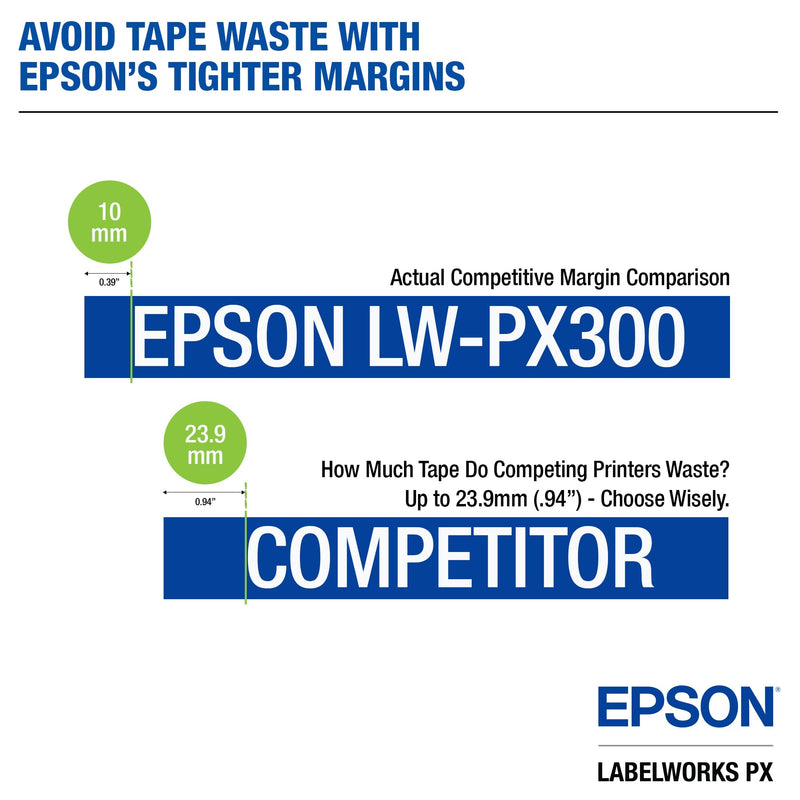 LABELWORKS Epson Restaurant Deli Organizer Bundle - LW-PX300 Industrial Label Maker and 212WBPX PET (Polyester) Tape Cartridge - White on Black Industrial Label Maker Tape