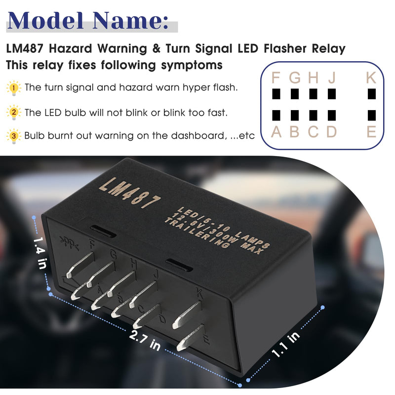 [Australia - AusPower] - JWEELY LM487 LED Flasher Relay Hazard Warning and Turn Signal, Blinker Relay Fix Hyper Flash Created by LED Bulb for 03-06 Cadillac Chevy GMC Hummer, Replace 10383321 15231201 
