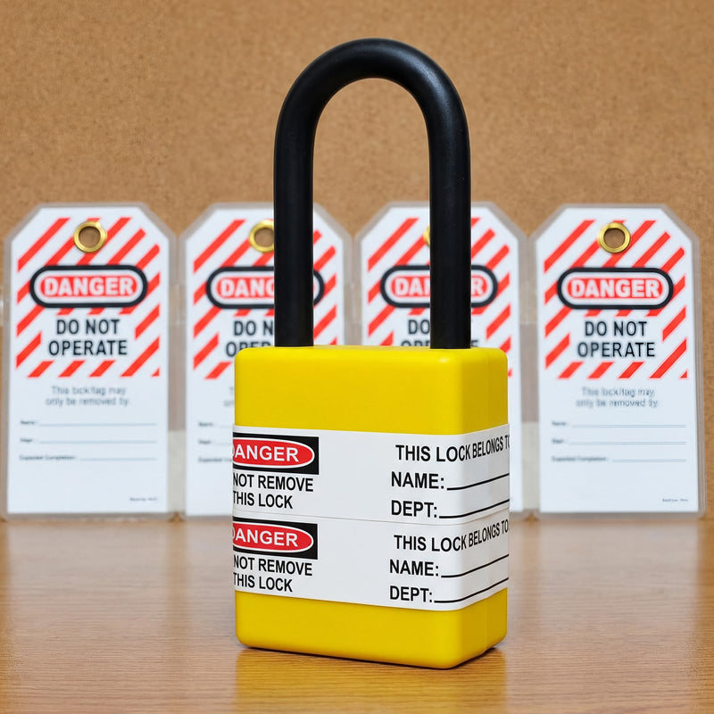 Fuyoooo 100 Pack Danger Label PS Vinyl Danger Lockout Stick Labels 3⁄4 x 5 Inch Do Not Remove Padlock Lockout Sticker Osha Compliant Loto Tag for Safety Identification, Industrial Equipment Repair