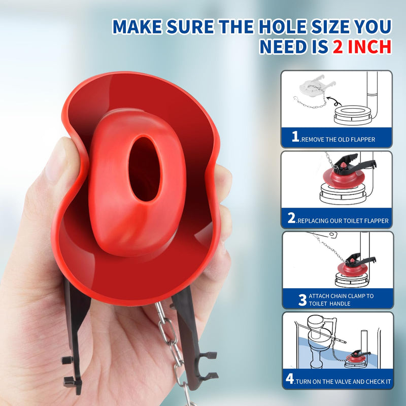 [Australia - AusPower] - Toilet Flusher Replacement Kit, Universal Toilet Fill Valve with 2-Inch Flapper, Adjustable Rubber Float Valve, Quiet and Easy Install Toilet Repair Kit Inside Tank (1-Pack) 