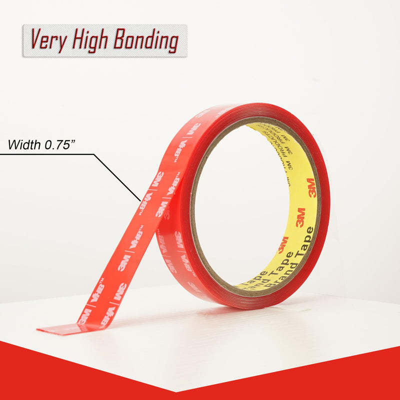 3M Double Sided Clear Tape Made of 3M 4905 Vhb 0.75" x 10 Ft Heavy Duty Mounting Tape Transparent Permanent Bonding Waterproof UV Resistant for Automotive Trim Emblems Spoilers Home Office Décor
