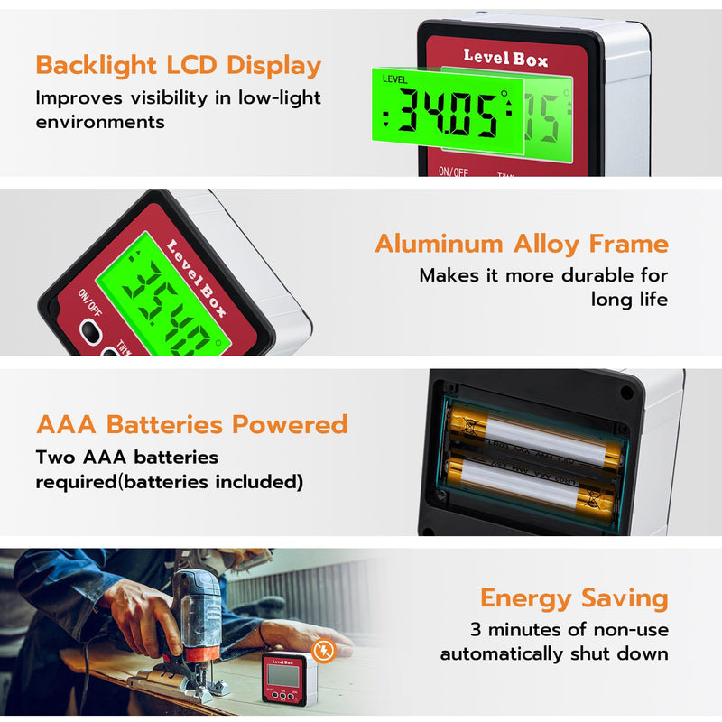 [Australia - AusPower] - Mcbazel Digital LCD Protractor Inclinometer, Angle Finder Inclinometer 