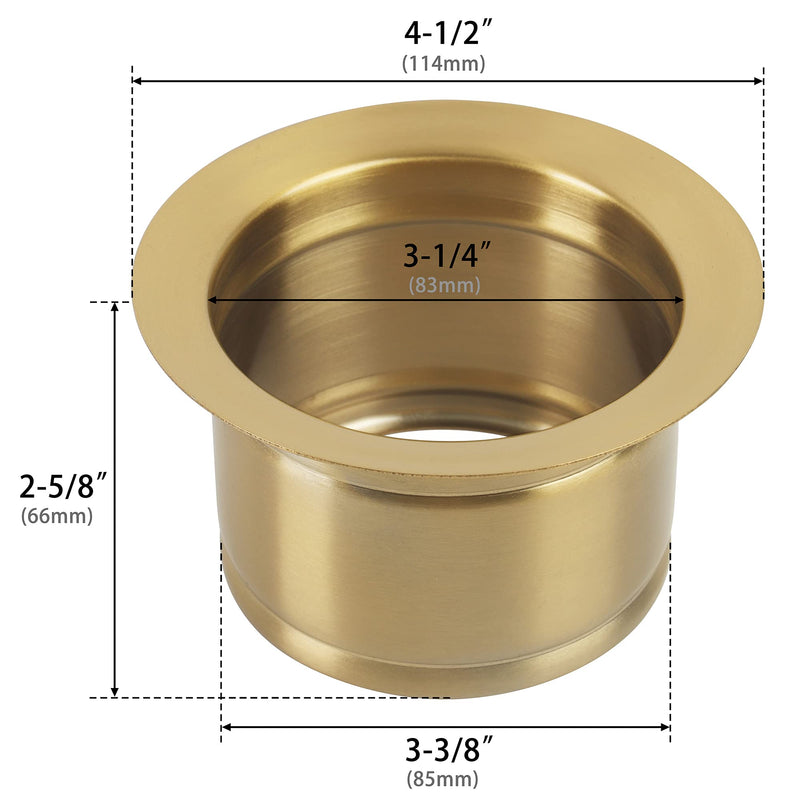 LQS Extended Sink Flange, Deep Garbage Disposal Sinks Flange for Kitchen Sinks, Fit for 3-1/2 Inch Standard Sink Drain Hole, Deep Sink Flange (Golden) Golden