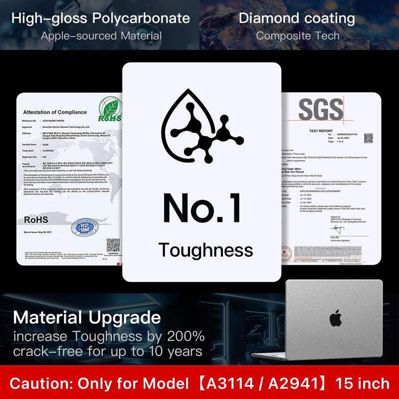 [Australia - AusPower] - Invisible Armor for MacBook Air 15 inch Case 2023 2024 New M3 M2 [Same as Bare Device] [Scientific Slim] Protective Hard Shell Translucent Cover for Laptop Model A3114 A2941 - Matte Clear 