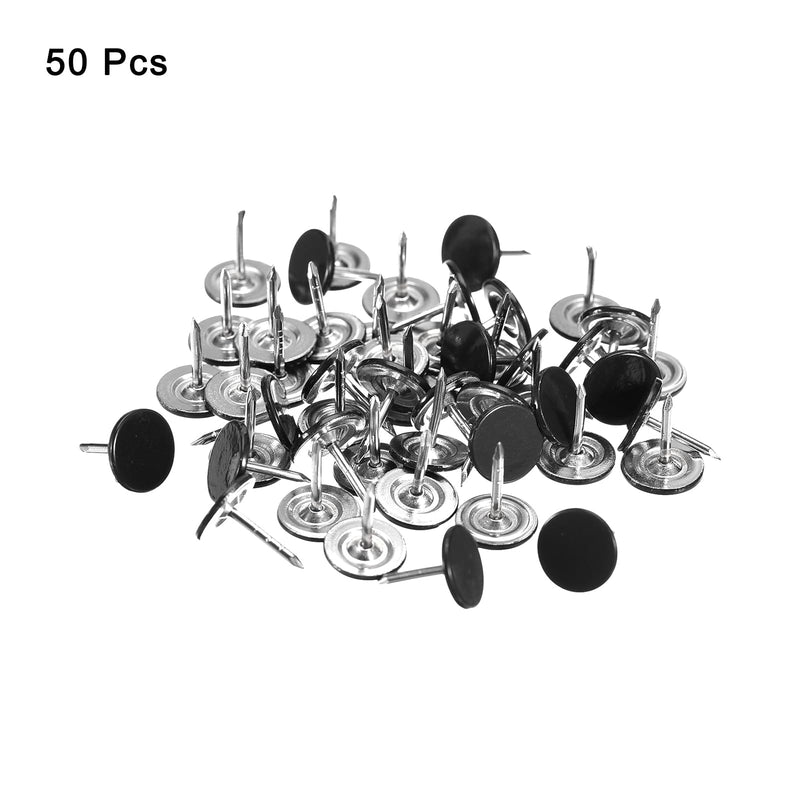 [Australia - AusPower] - uxcell 50Pcs Upholstery Tacks, 11mmx13mm Flat Head Decorative Furniture Nails Thumb Tack for Furniture Sofa Headboards, Black 