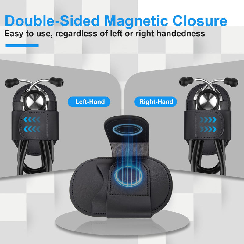 [Australia - AusPower] - Magnetic Stethoscope Holder Clip, Leather Stethoscope Holster Clips, Lightweight Portable Holster for Physicians, Nurses, EMT, Medical Nursing Students black 