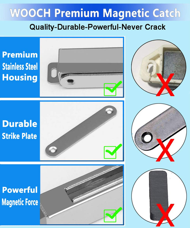 WOOCH Door Magnetic Catch - 90lb High Magnetic Stainless Steel Heavy Duty Catch for Kitchen Bathroom Cupboard Wardrobe Closet Closures Cabinet Door Drawer Latch (3.7 in Black, 9-Pack) 9 Pack