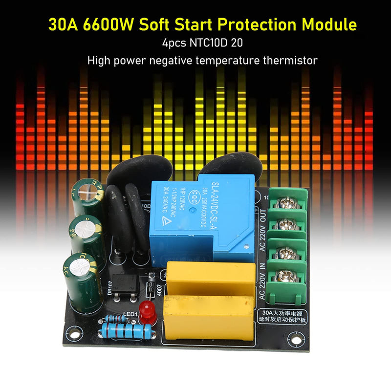 [Australia - AusPower] - ZJchao 30A 6600W Soft Start Module, PCB Oversized Relay Thermistor 10D 20 Defend Machine Excessive Starting Current AC 110V-250V High End Voice Frequency Power Input for High Power Devices Requiring 